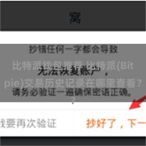 比特派钱包推荐 比特派(Bitpie)交易历史记录在哪里查看？