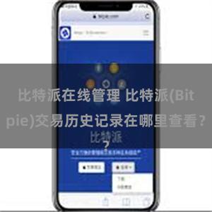 比特派在线管理 比特派(Bitpie)交易历史记录在哪里查看？